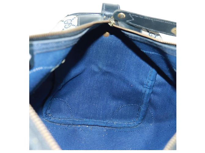 Gucci Borsa Boston GG Supreme in PVC Navy Gold Auth gh1530 D'oro Blu navy - vista 21