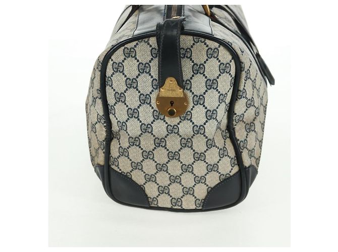 Gucci Borsa Boston GG Supreme in PVC Navy Gold Auth gh1530 D'oro Blu navy - vista 5