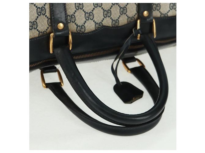 Gucci Borsa Boston GG Supreme in PVC Navy Gold Auth gh1530 D'oro Blu navy - vista 8