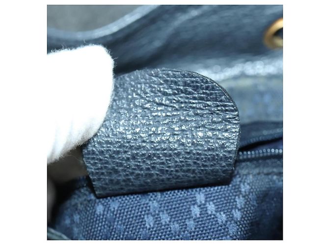 Zaino in suede Gucci Bamboo blu navy oro 003 1705 0030 Auth 158464 D'oro - vista 12
