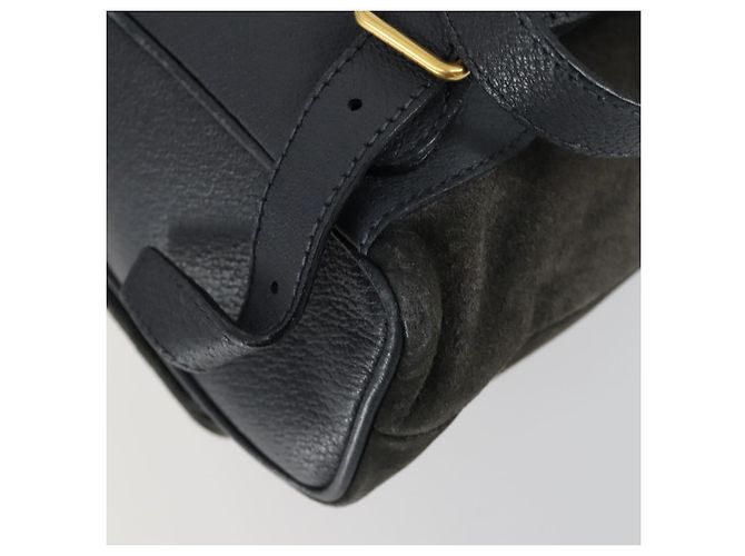 Zaino in suede Gucci Bamboo blu navy oro 003 1705 0030 Auth 158464 D'oro - vista 17