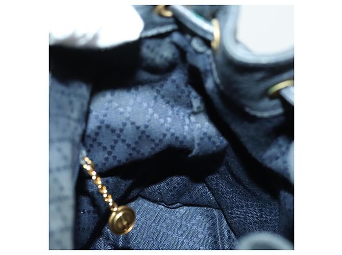 Zaino in suede Gucci Bamboo blu navy oro 003 1705 0030 Auth 158464 D'oro - vista 21