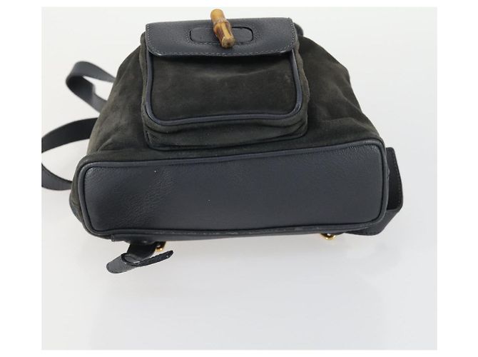 Zaino in suede Gucci Bamboo blu navy oro 003 1705 0030 Auth 158464 D'oro - vista 5