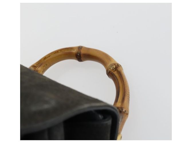 Zaino in suede Gucci Bamboo blu navy oro 003 1705 0030 Auth 158464 D'oro - vista 8