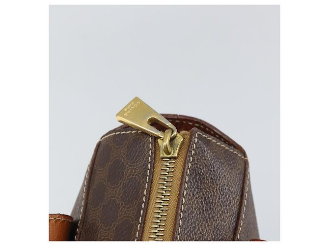 Céline Borsa a mano in tela Macadam CELINE in pelle PVC marrone oro Auth 161274 D'oro - vista 17