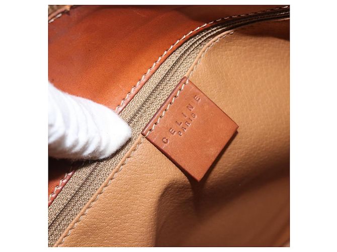 Céline Borsa a mano in tela Macadam CELINE in pelle PVC marrone oro Auth 161274 D'oro - vista 18