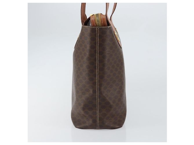 Céline Borsa a mano in tela Macadam CELINE in pelle PVC marrone oro Auth 161274 D'oro - vista 3