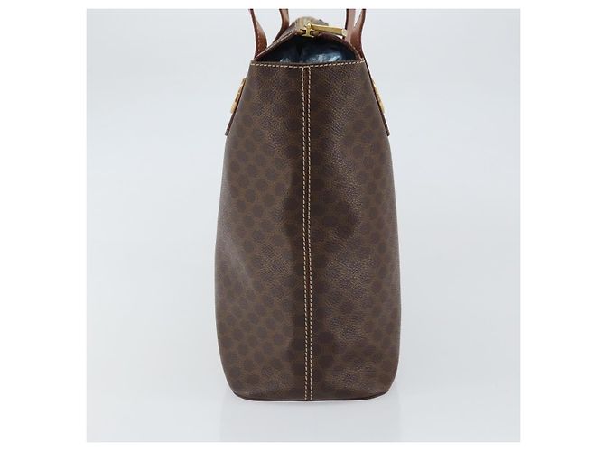 Céline Borsa a mano in tela Macadam CELINE in pelle PVC marrone oro Auth 161274 D'oro - vista 4
