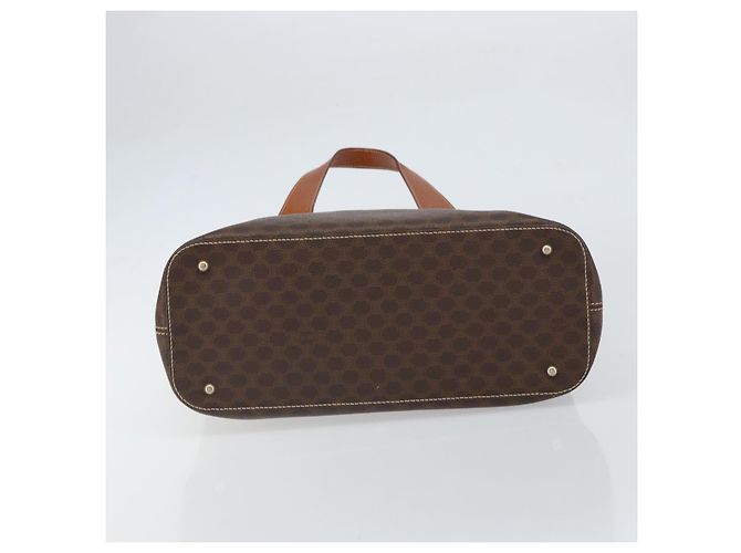 Céline Borsa a mano in tela Macadam CELINE in pelle PVC marrone oro Auth 161274 D'oro - vista 5
