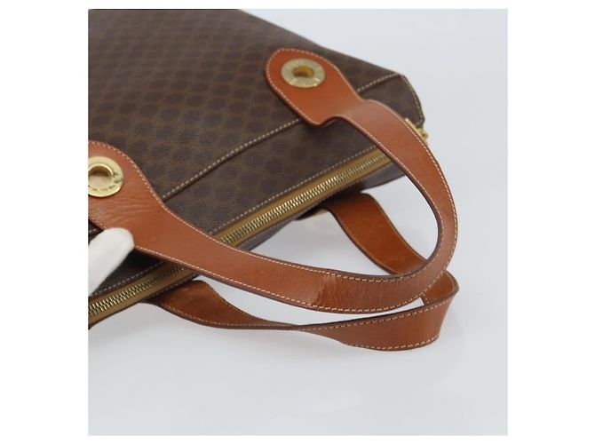 Céline Borsa a mano in tela Macadam CELINE in pelle PVC marrone oro Auth 161274 D'oro - vista 7