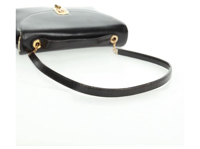 Borsa a mano Christian Dior in pelle di vitello 2 in 1 nera e oro Auth 160831 Nero D'oro - vista 10