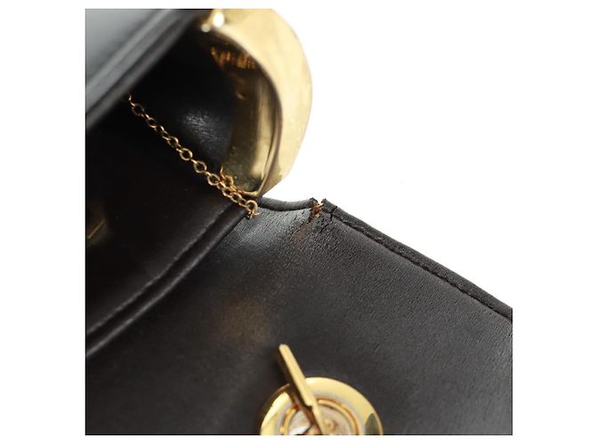 Borsa a mano Christian Dior in pelle di vitello 2 in 1 nera e oro Auth 160831 Nero D'oro - vista 11