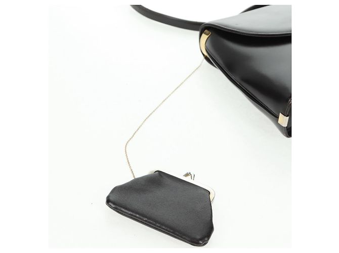 Borsa a mano Christian Dior in pelle di vitello 2 in 1 nera e oro Auth 160831 Nero D'oro - vista 20