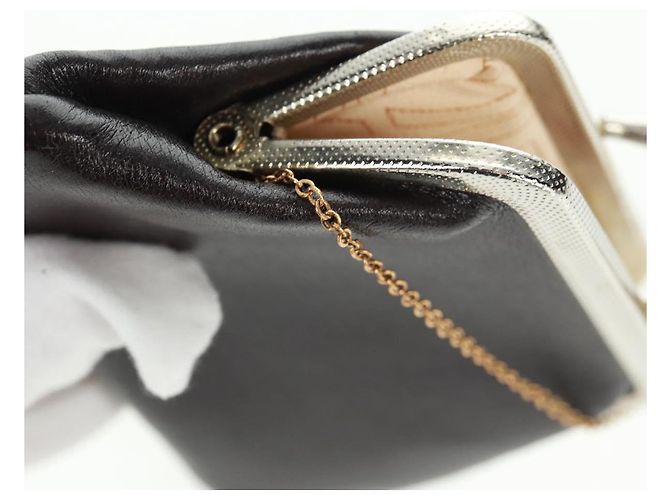 Borsa a mano Christian Dior in pelle di vitello 2 in 1 nera e oro Auth 160831 Nero D'oro - vista 22