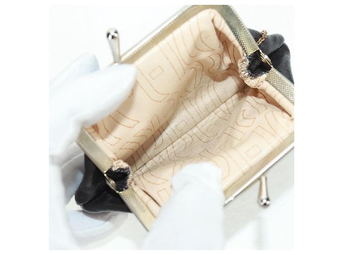 Borsa a mano Christian Dior in pelle di vitello 2 in 1 nera e oro Auth 160831 Nero D'oro - vista 23