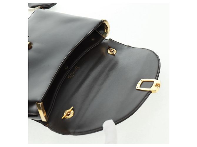 Borsa a mano Christian Dior in pelle di vitello 2 in 1 nera e oro Auth 160831 Nero D'oro - vista 25