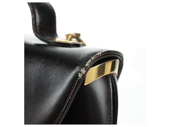 Borsa a mano Christian Dior in pelle di vitello 2 in 1 nera e oro Auth 160831 Nero D'oro - vista 3