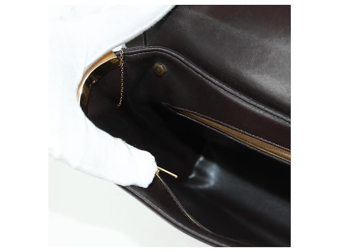 Borsa a mano Christian Dior in pelle di vitello 2 in 1 nera e oro Auth 160831 Nero D'oro - vista 30
