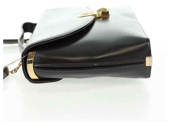 Borsa a mano Christian Dior in pelle di vitello 2 in 1 nera e oro Auth 160831 Nero D'oro - vista 5