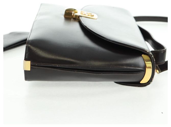 Borsa a mano Christian Dior in pelle di vitello 2 in 1 nera e oro Auth 160831 Nero D'oro - vista 6