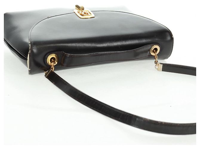 Borsa a mano Christian Dior in pelle di vitello 2 in 1 nera e oro Auth 160831 Nero D'oro - vista 8