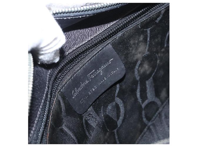 Borsa a Spalla Gancini in Pelle Grigia Argento Salvatore Ferragamo Auth hk3307 - vista 12