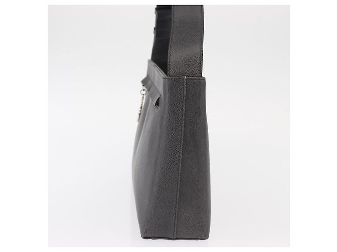 Borsa a Spalla Gancini in Pelle Grigia Argento Salvatore Ferragamo Auth hk3307 - vista 3