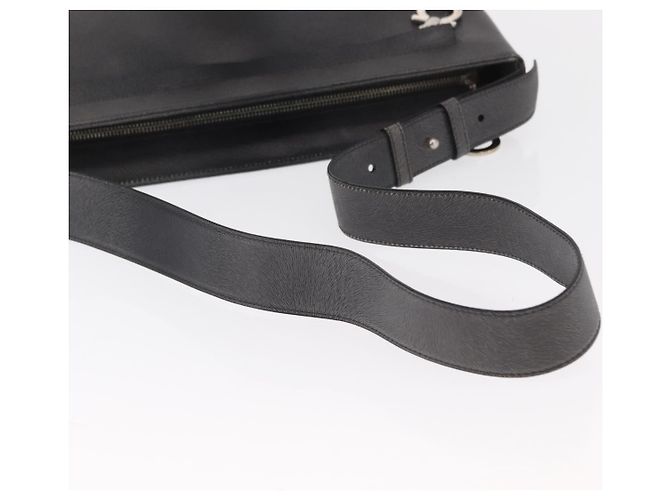 Borsa a Spalla Gancini in Pelle Grigia Argento Salvatore Ferragamo Auth hk3307 - vista 7