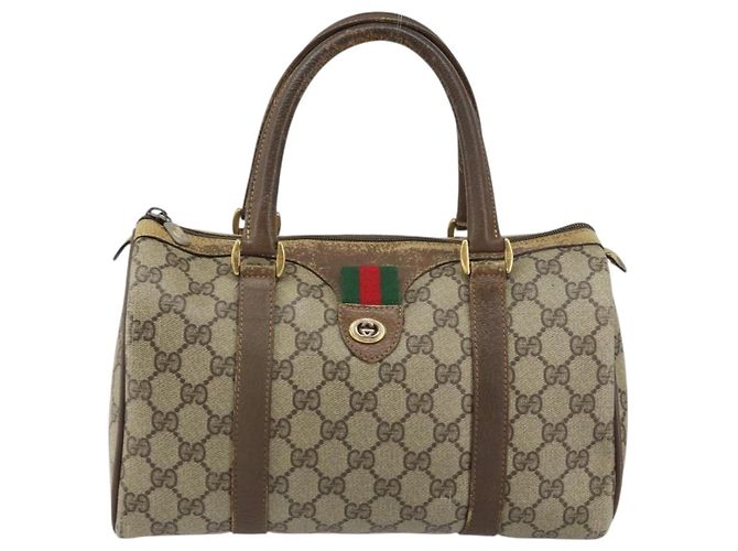 Borsa Boston in PVC beige e oro della linea Sherry GG Supreme di GUCCI 40 02 006 Auth 161096 D'oro - vista 13