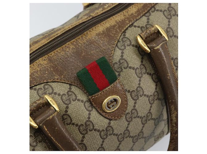 Borsa Boston in PVC beige e oro della linea Sherry GG Supreme di GUCCI 40 02 006 Auth 161096 D'oro - vista 17
