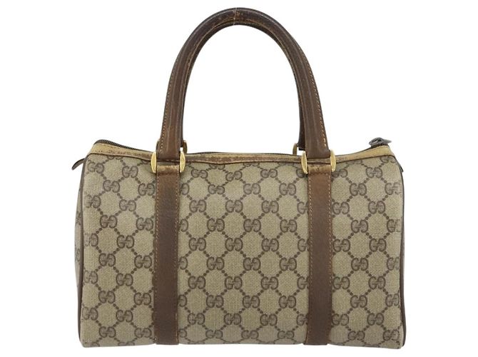 Borsa Boston in PVC beige e oro della linea Sherry GG Supreme di GUCCI 40 02 006 Auth 161096 D'oro - vista 2