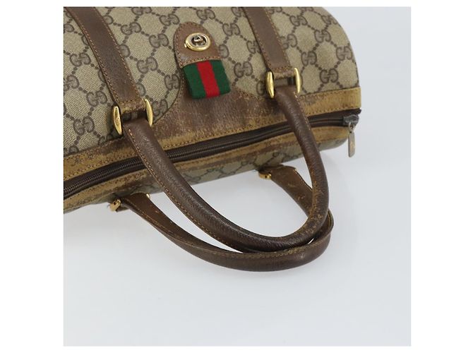 Borsa Boston in PVC beige e oro della linea Sherry GG Supreme di GUCCI 40 02 006 Auth 161096 D'oro - vista 7