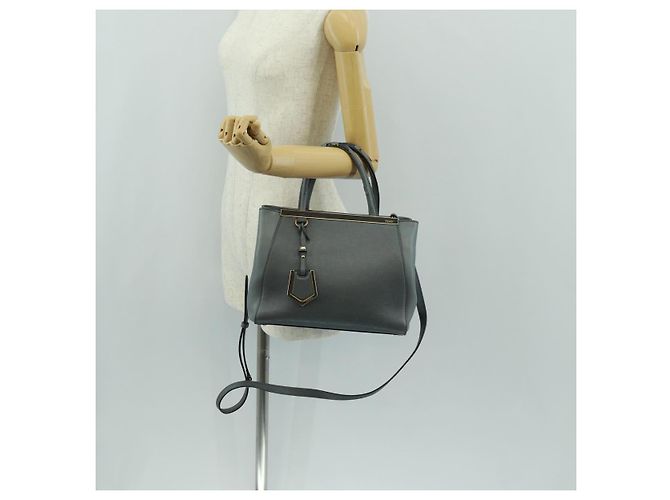 FENDI Borsa a mano To joule in pelle 2 in 1 grigia oro Auth 160854 Marrone D'oro - vista 28