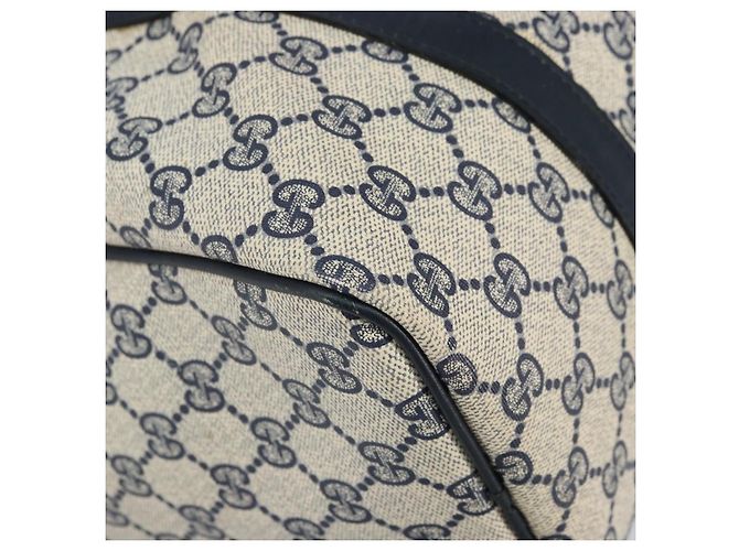 Gucci Borsa Boston Mini Sherry Line GG Supreme in PVC Navy Gold Auth am10364 D'oro Blu navy - vista 15