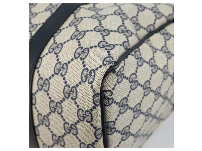 Gucci Borsa Boston Mini Sherry Line GG Supreme in PVC Navy Gold Auth am10364 D'oro Blu navy - vista 16