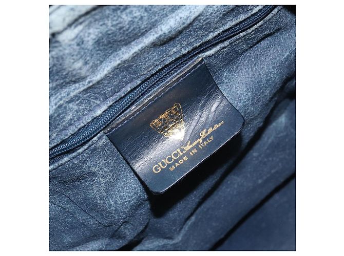 Gucci Borsa Boston Mini Sherry Line GG Supreme in PVC Navy Gold Auth am10364 D'oro Blu navy - vista 19