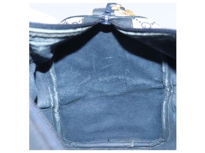 Gucci Borsa Boston Mini Sherry Line GG Supreme in PVC Navy Gold Auth am10364 D'oro Blu navy - vista 20