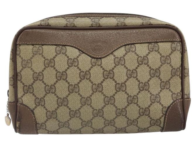 GUCCI GG Supreme Clutch Bag PVC Beige Auth hk3292 - vista 13
