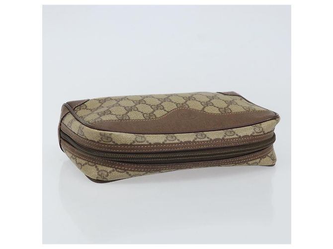 GUCCI GG Supreme Clutch Bag PVC Beige Auth hk3292 - vista 5