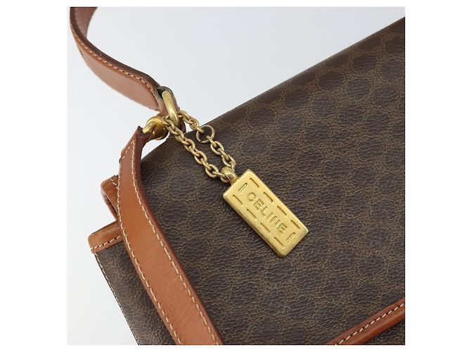 Céline Borsa a mano in tela Macadam CELINE in pelle PVC 2 in 1 marrone oro Auth 161500 D'oro - vista 18