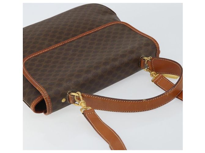 Céline Borsa a mano in tela Macadam CELINE in pelle PVC 2 in 1 marrone oro Auth 161500 D'oro - vista 6