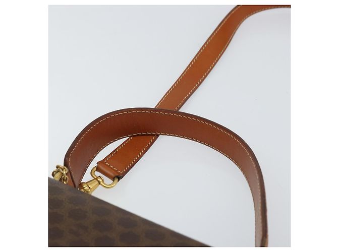 Céline Borsa a mano in tela Macadam CELINE in pelle PVC 2 in 1 marrone oro Auth 161500 D'oro - vista 8