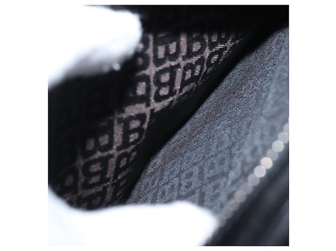 BALLY Bolso de mano de cuero negro plateado Auth 161058 Plata - vista 11