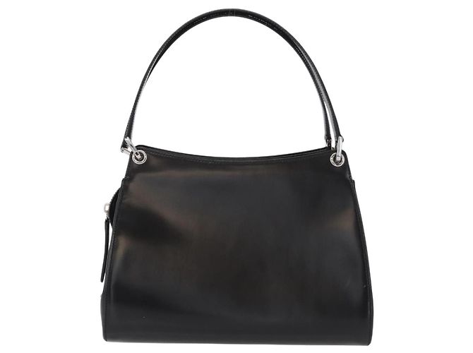 BALLY Bolso de mano de cuero negro plateado Auth 161058 Plata - vista 13