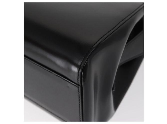 BALLY Bolso de mano de cuero negro plateado Auth 161058 Plata - vista 14