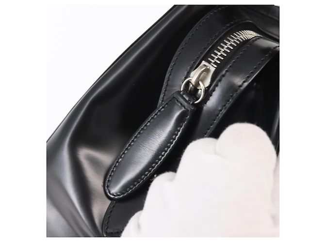 BALLY Bolso de mano de cuero negro plateado Auth 161058 Plata - vista 17