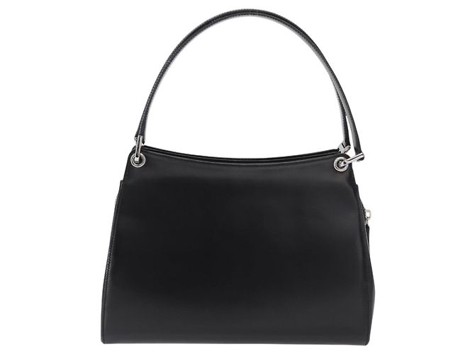 BALLY Bolso de mano de cuero negro plateado Auth 161058 Plata - vista 2