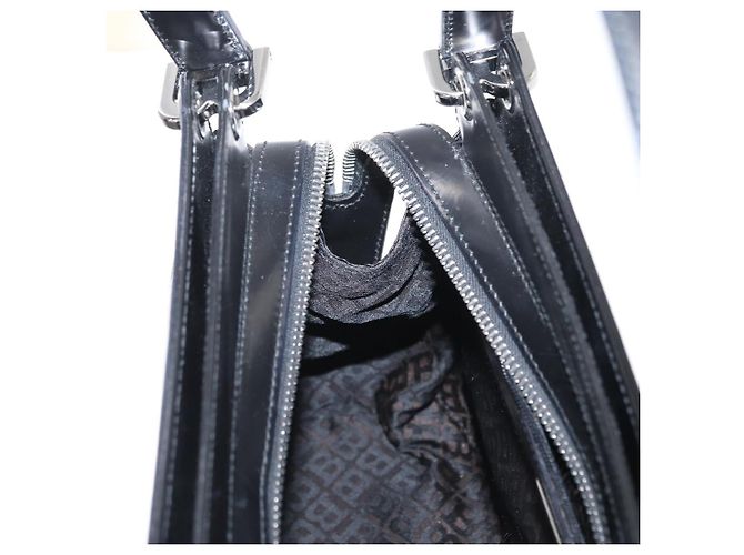 BALLY Bolso de mano de cuero negro plateado Auth 161058 Plata - vista 20