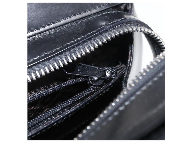 BALLY Bolso de mano de cuero negro plateado Auth 161058 Plata - vista 21