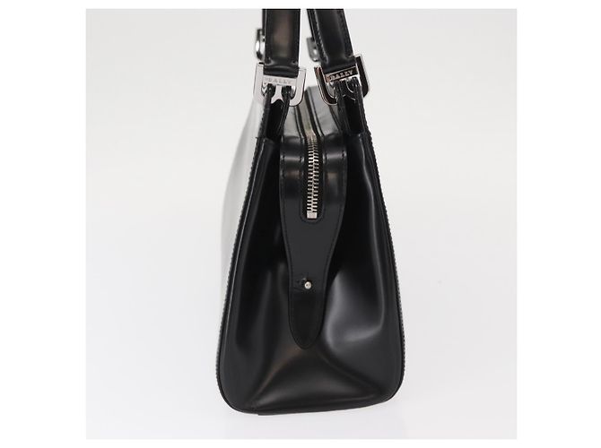 BALLY Bolso de mano de cuero negro plateado Auth 161058 Plata - vista 3
